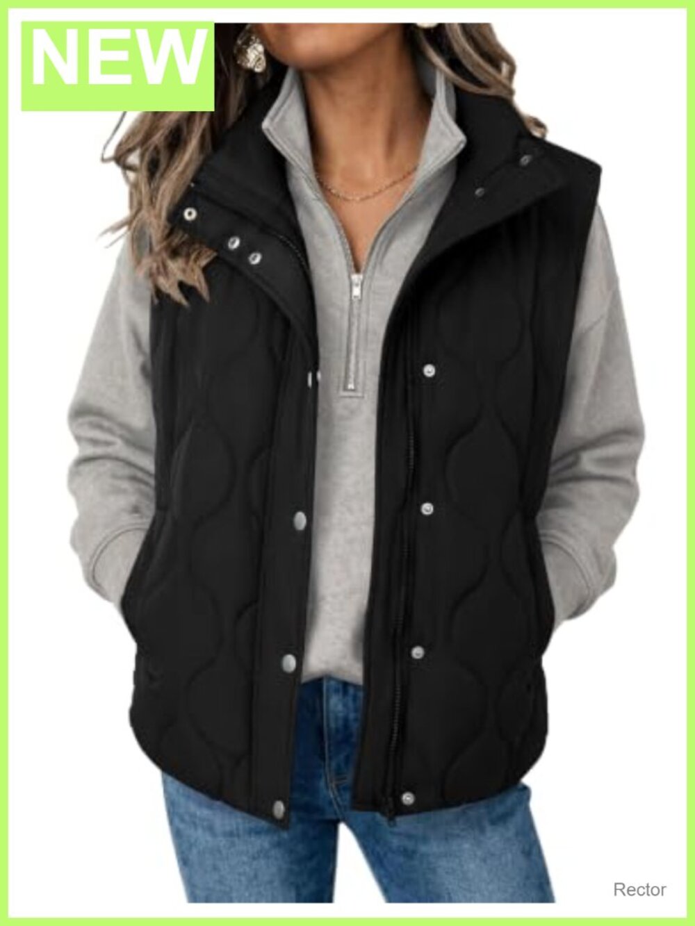 Women Oversized Puffer Vest Stand Collar Zip Up Sleeveless Quilted Outerwear